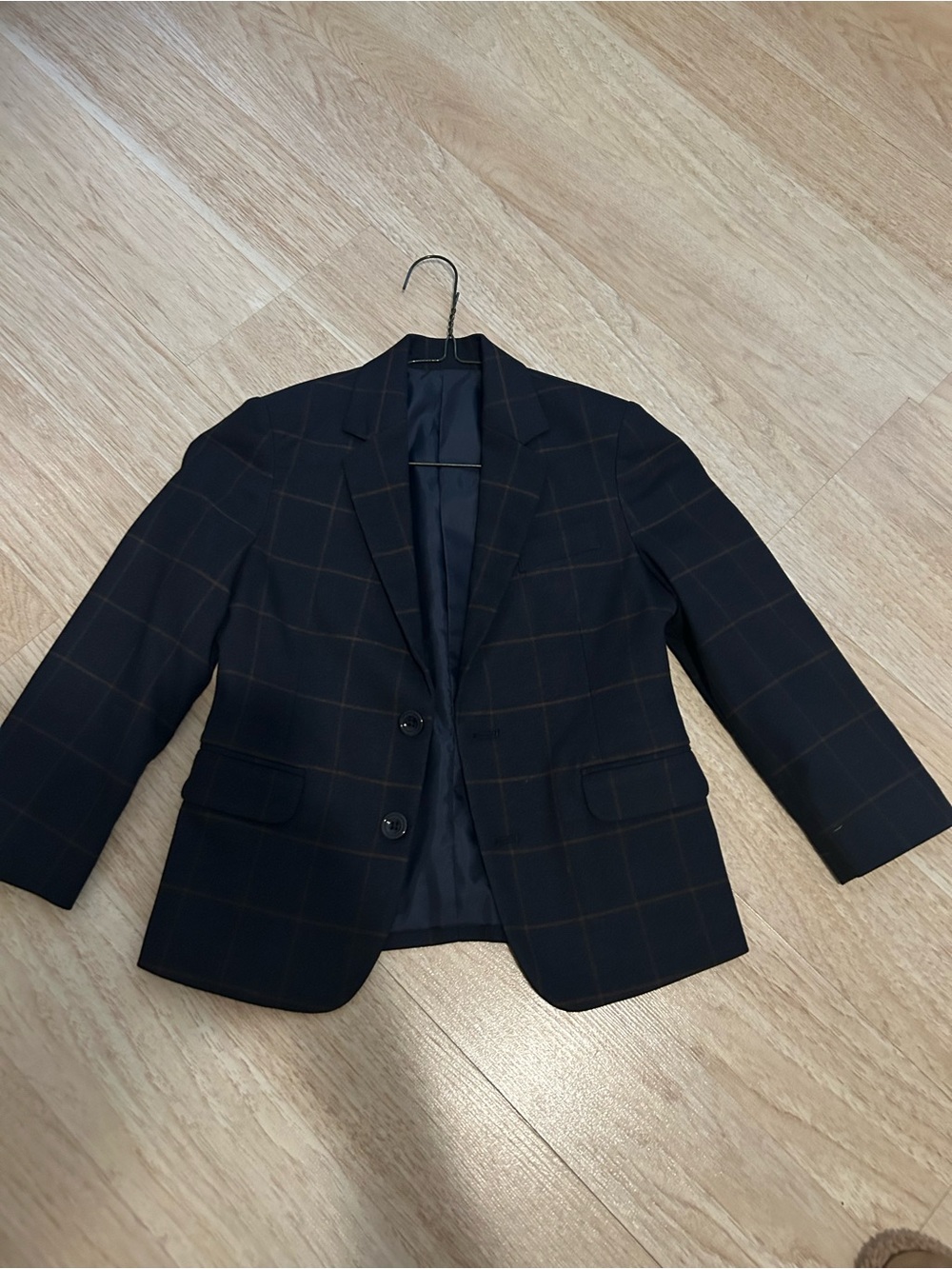 Class Club Kids Navy Windowpane Blazer - Classic Two-Button Dress Jacket